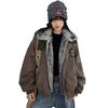 Women's American Retro Stand Collar Faux Fur Eagle Cotton Jacket