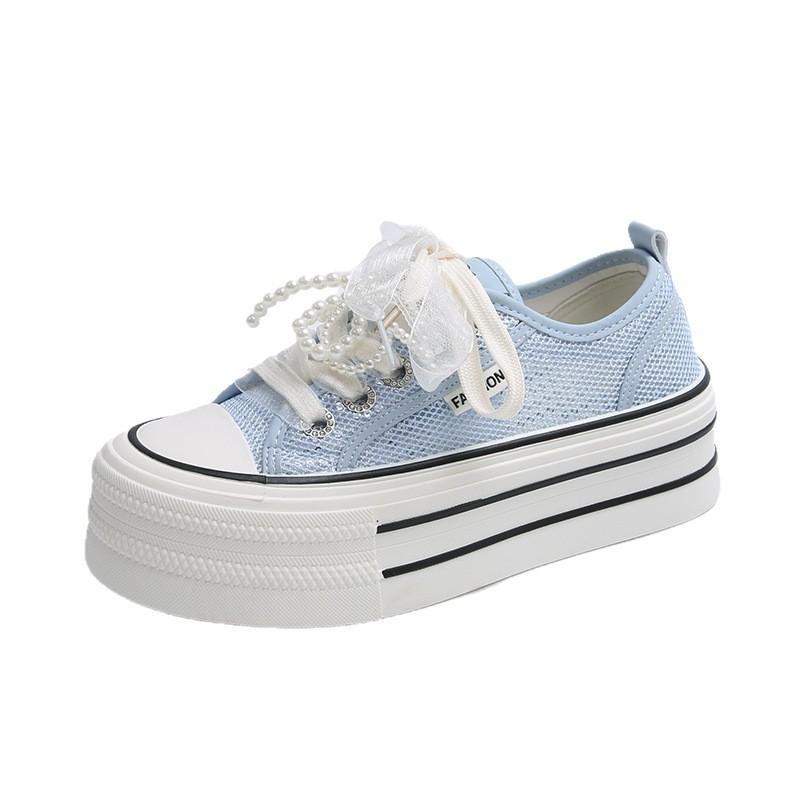 Little white shoes women's 2025 summer new breathable student Korean version casual shoes platform mesh trendy fashion single shoes women