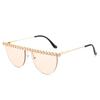 New European and American frameless semi-round sunglasses with diamonds trendy metal sunglasses women's personalized fashion sunglasses