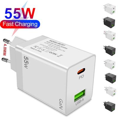 55W GaN PD Schnellladegerät mit EU/US/UK-Steckern für Handys & Computer