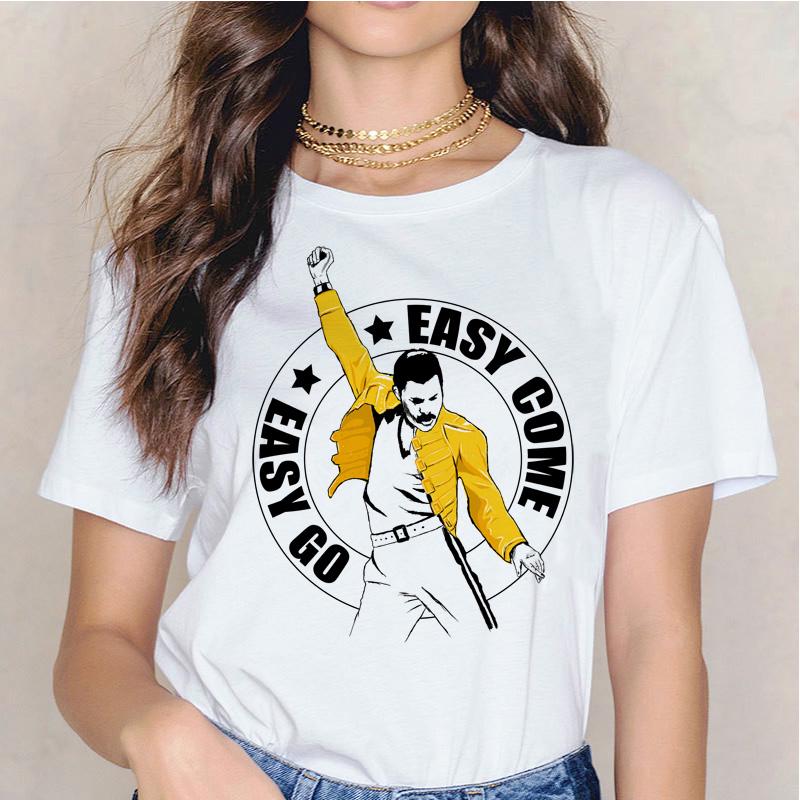 

Футболка Фредди Меркьюри Ullzang, женская футболка в стиле хип-хоп, Ulzzang Queen Band XXL белый