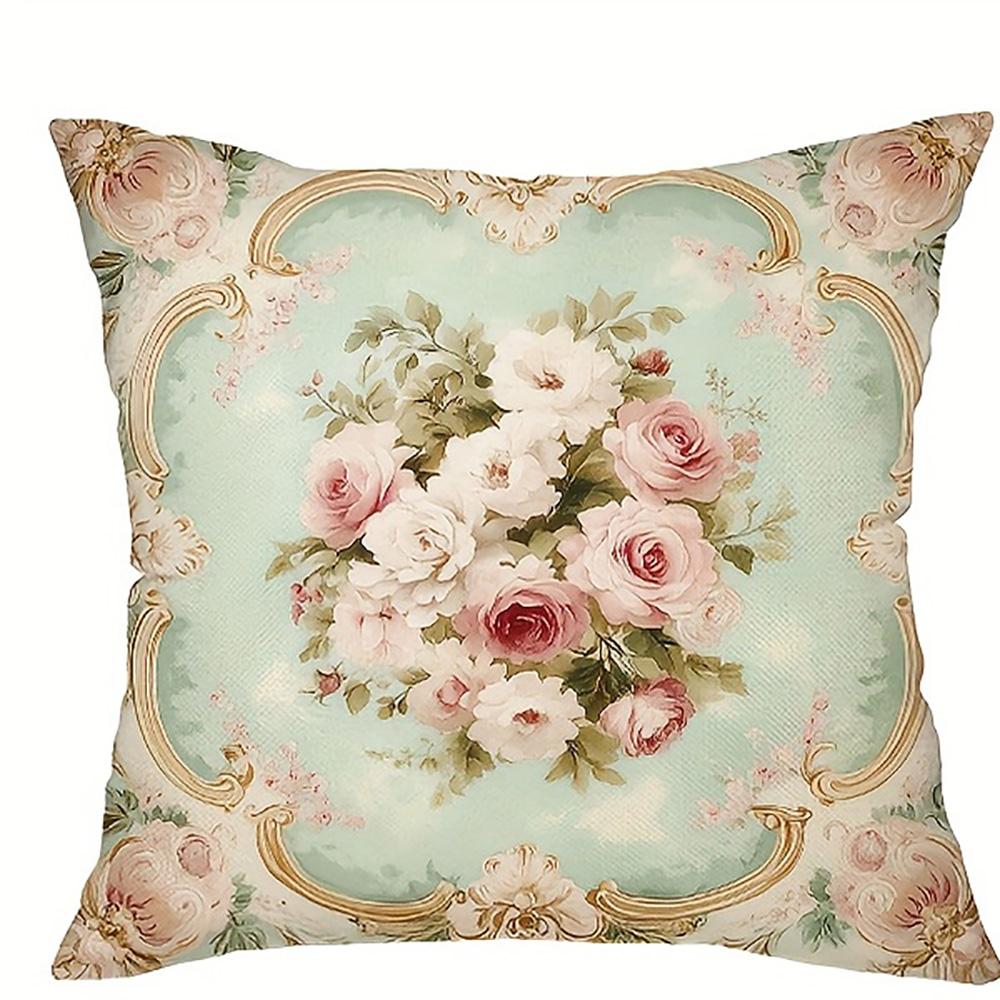 1/4pcs Floral Patterned Pillowcases with Vintage Design Sofa cushion cover home bedroom room decoration