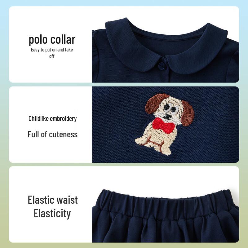ASK JUNIOR Mädchen T-Shirt mit Puppenkragen & Blütenrock Set