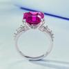 Lulu Tong 925 Silver Ring with High-Carbon Diamond & 11x11 Ruby - Luxe Euro-American Style