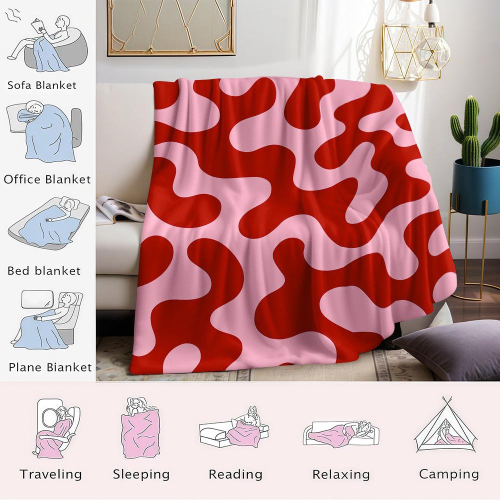 Artistic Red & Pink Fluid Flannel Blanket Warm Soft Halloween Christmas Couch Warm Cozy Decorative Decor Gift for All Season