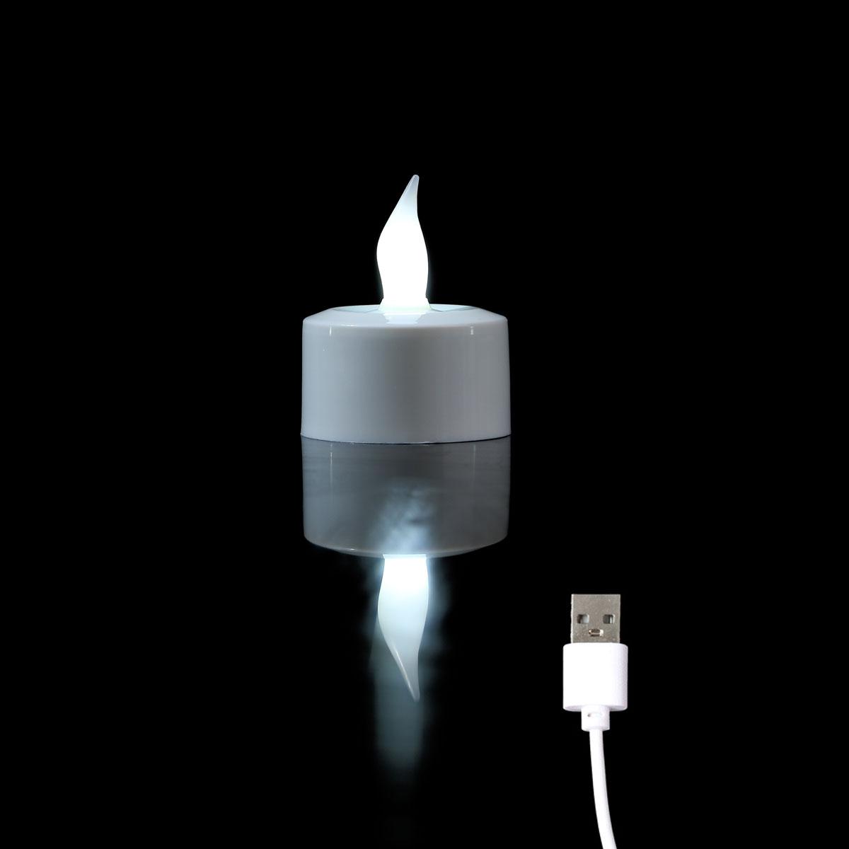 

1/2/3 шт. білі світлодіодні свічки для чаю з USB-зарядкою, живленням від батареї. Маленькі різдвяні свічки без полум’я, які перезаряджаються