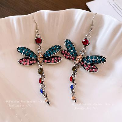 Light Luxury Dragonfly Diamond Earrings Niche Creative Design Sense Ear Hook Temperament Fashion Versatile High Sense Earrings