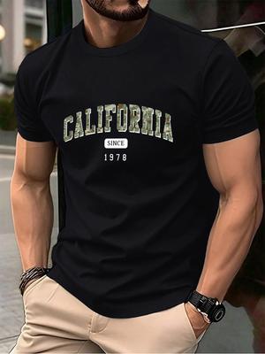 California Dal 1978 Stampa Uomo Maglietta Cotone Estate Girocollo Manica Corta Top Oversize Morbida Maglietta Casual Abbigliamento Maschile