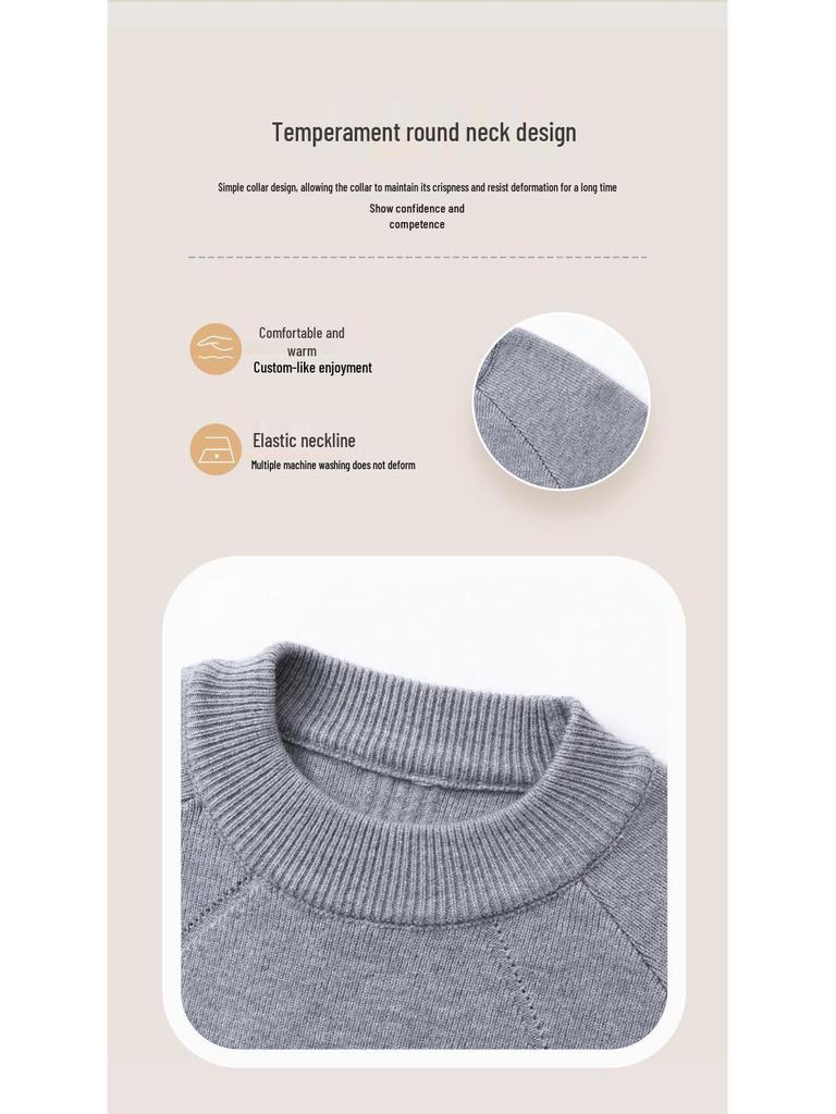 Men's 2025 Autumn/Winter Solid Color Jacquard Sweater, Stylish Half-High Collar Knitwear