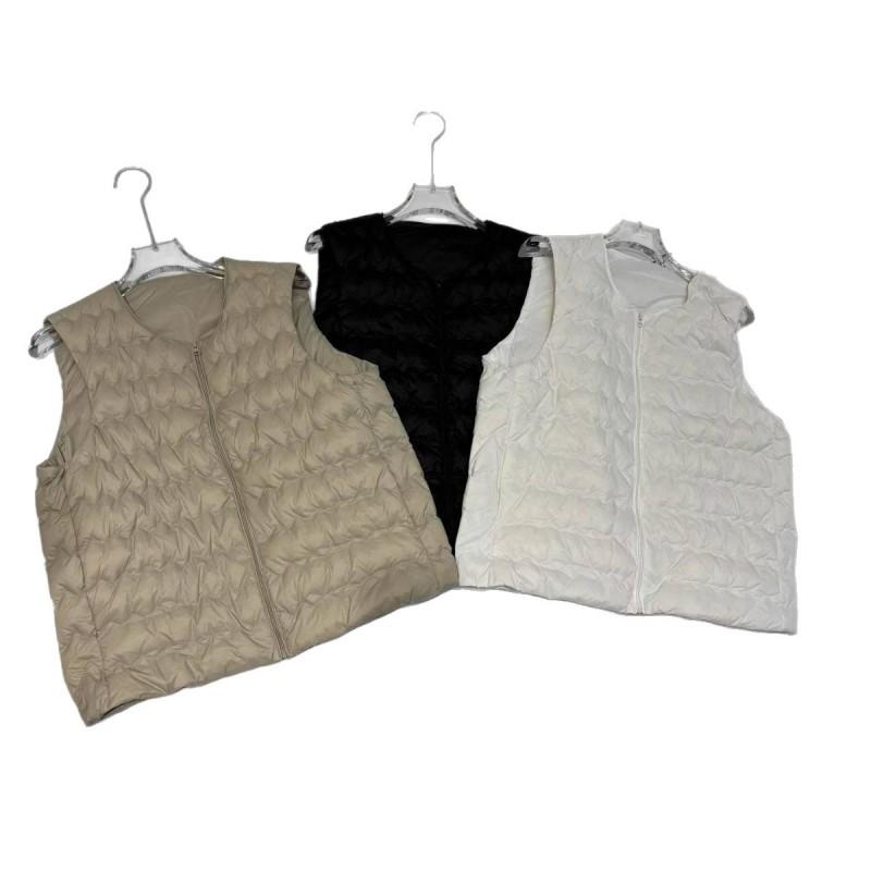 Womens Lightweight Down Vest Short Puffer Sleeveless Jacket 90% White Duck Slim Fit Zipper Front