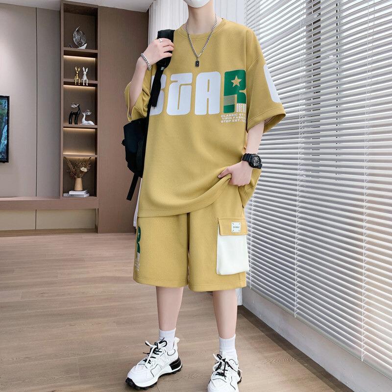 Summer Casual Boys' Loose-Fit Short-Sleeve and Shorts Set - Trendy Junior High Sportswear