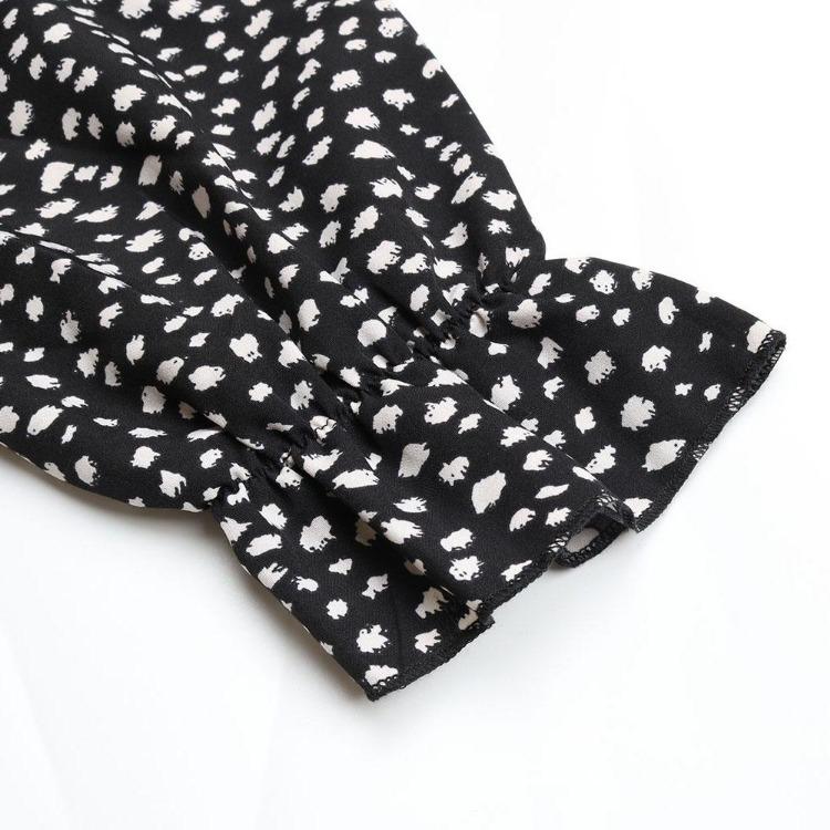 Sommer Damen Freizeit Baumwolle A-Linien Kleid Schmetterlingsärmel Mid-Calf Länge Umlegekragen Druckkleid