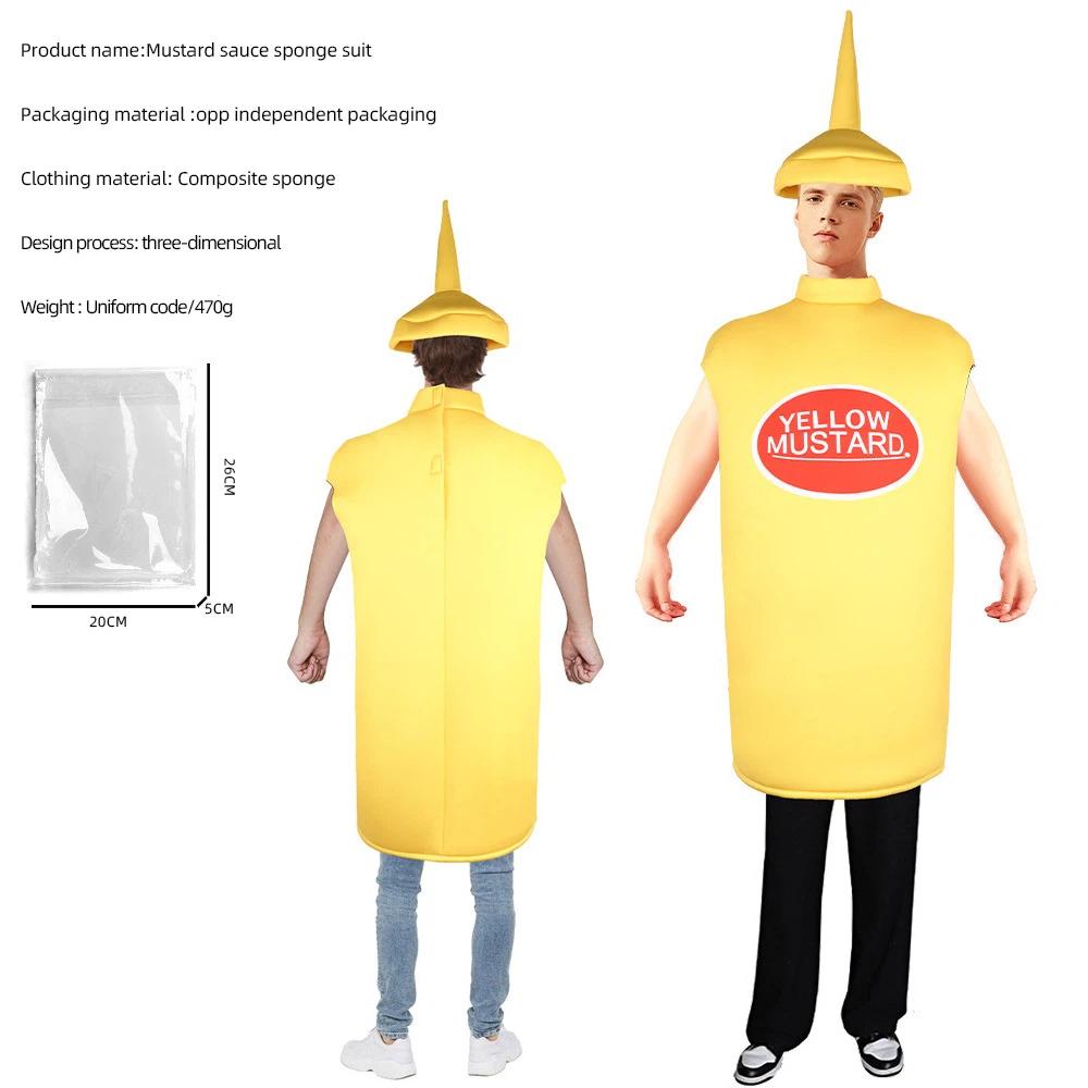 Funny Food Shape Costume Jumpsuit Sponge Novelty Outfit Halloween Carnival Fancy Dress For Party Role‑Play Stage Performance One‑Size
