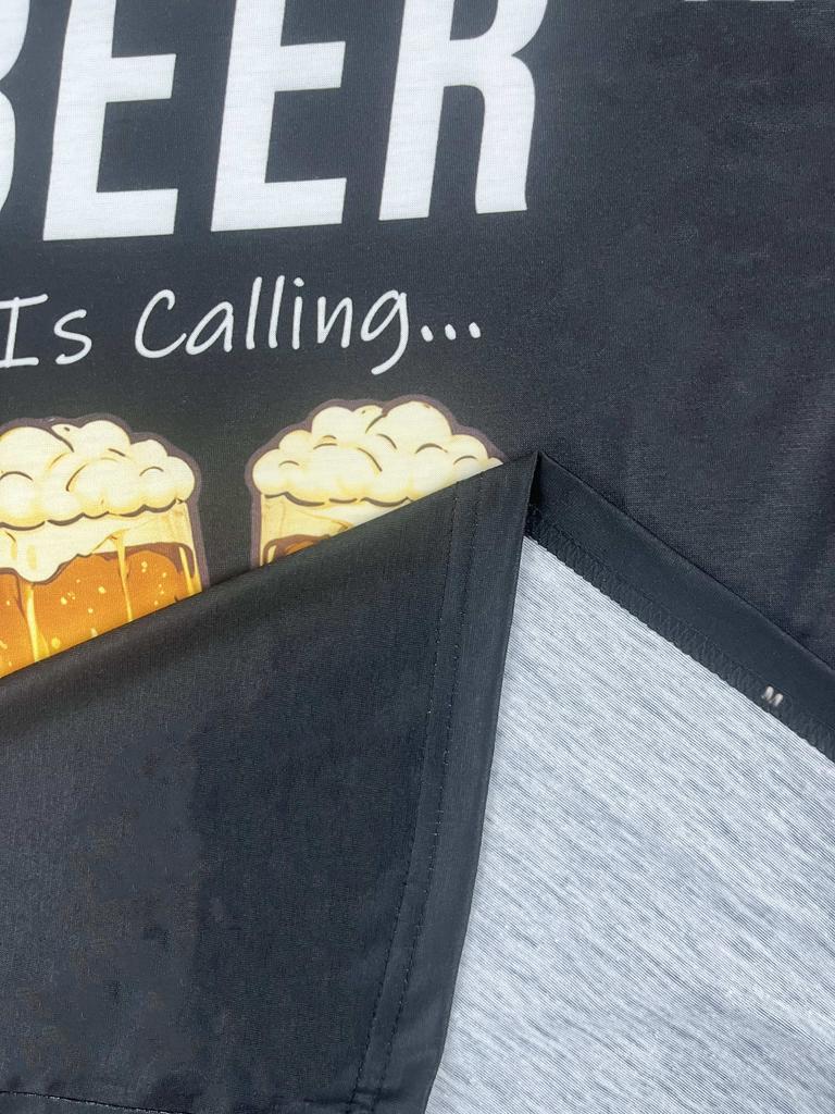 Herr T-shirt med roligt ölmönster - Andningsbar, Rundhalsad, Kortärmad - Perfekt för Sommarfester & Utomhusaktiviteter