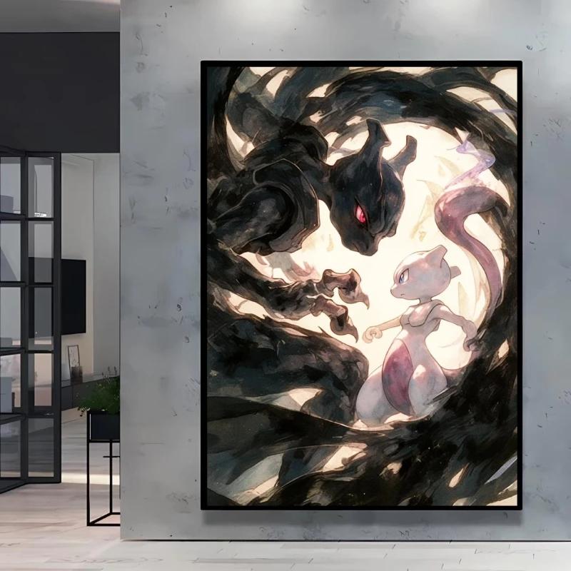 Hot Selling Anime Pokemon Lucario High Quality Retro Canvas Poster HD Printing Home Living Room Decor Holiday Gift Classic