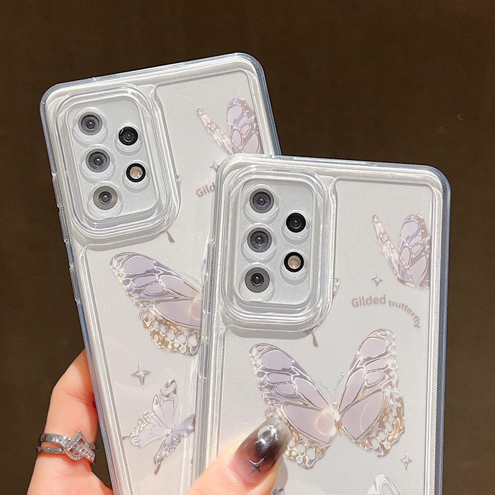 Klarer Fall für Samsung S24 Ultra A54 5G A53 A52 S23 Plus S22 S21 S20 FE A35 A55 A34 A33 A32 A14 A13 Silikon-Schmetterlingsabdeckungen