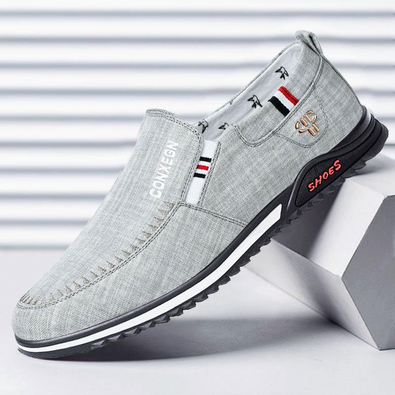 Men's Canvas Linen Low-top Soft Sole Breathable Lazy Middle-aged Men's Shoes Comfortable Old Beijing Cloth Shoes