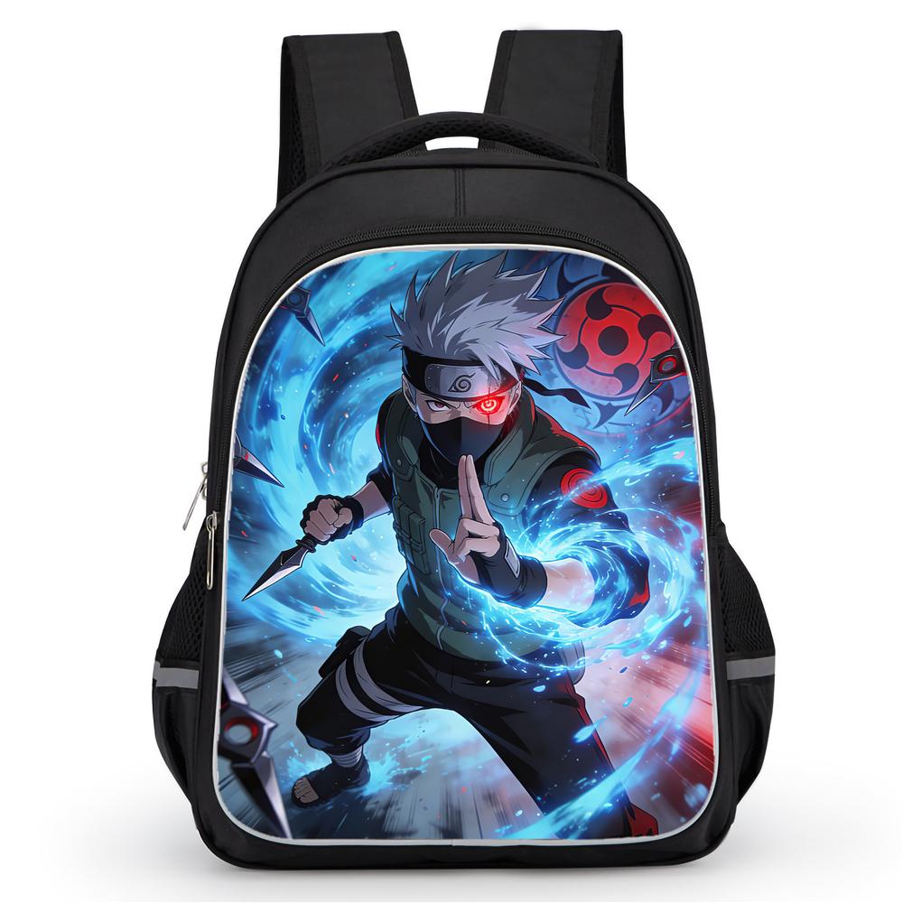 Dual Zipper Pockets, NARUTO Design Suitable For Boys&Girls, Durable 16-inch Lightweight Kids Cartoon Student Backpack Age 5-10.