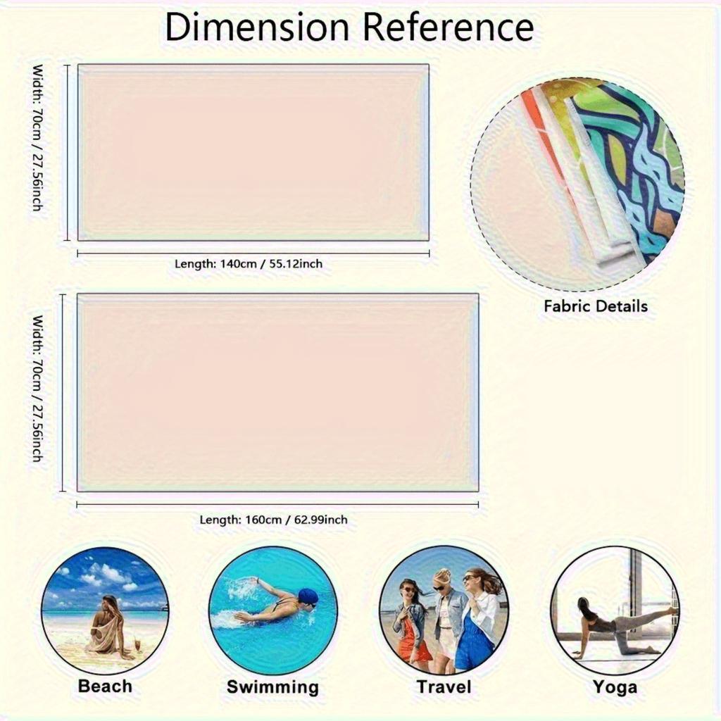 1pc Beach Towel Suitable for Swimming,Pool & Outdoor Use,Quick-Dry Sand-Free Suitable for Swimming,Suitable for Pool