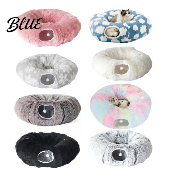 Durable Cat Tunnel Donut Toy Balls Washable with Hanging Plush Bed Indoor Kittens Small Large