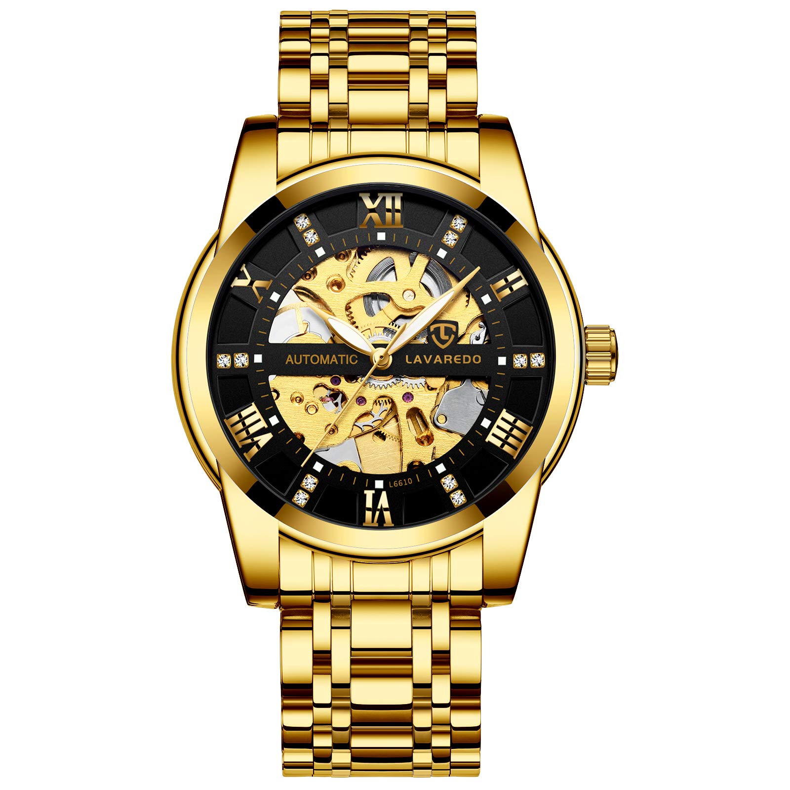 

Tevise Men s Skeleton Watch Silver Stainless Steel Waterproof Automatic Luminescent Diamond Roman Numerals Dial Watch Gold Blue