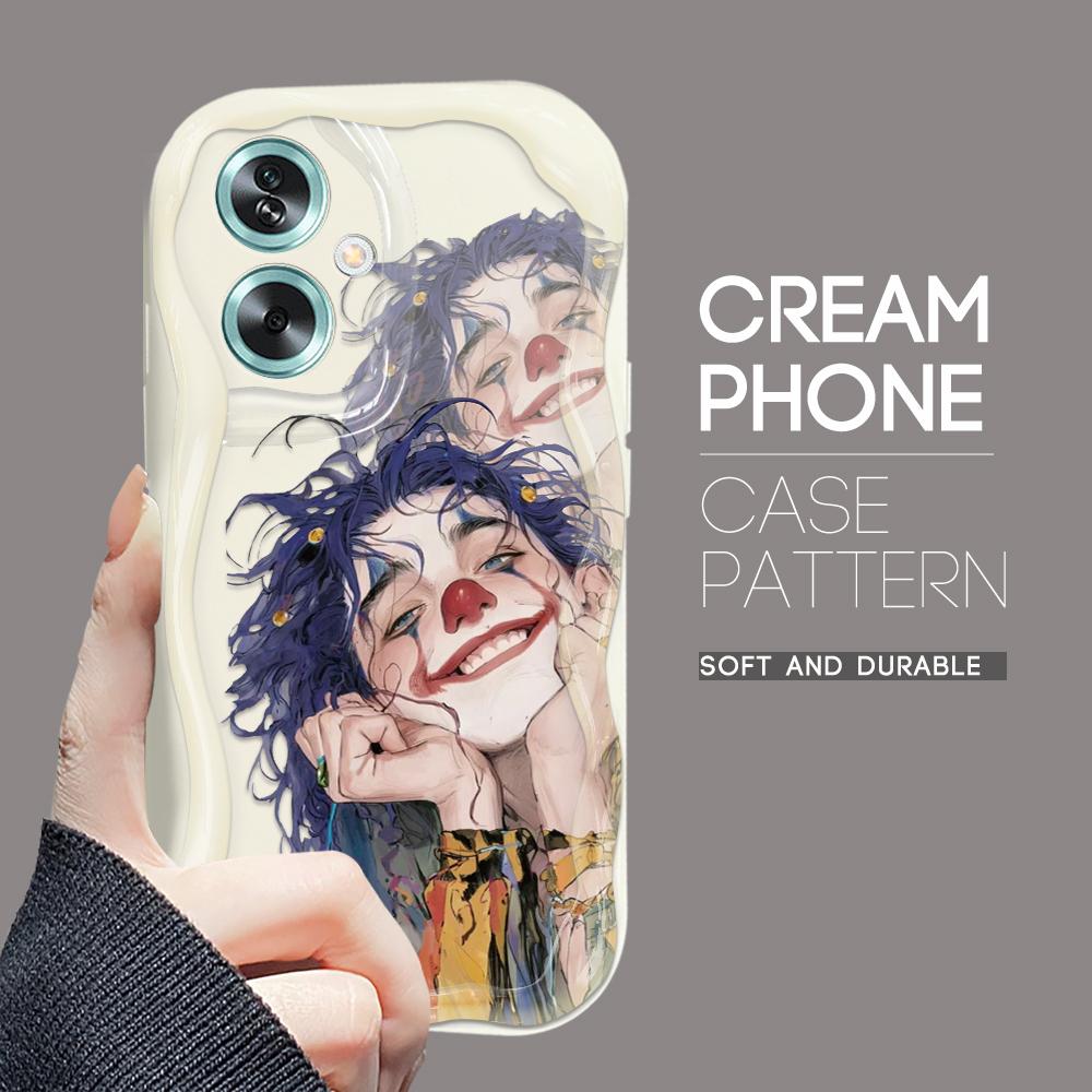 

Милый мультяшный узор, кремовая текстура, мягкий силиконовый чехол с волнистыми краями, чехол для телефона для OPPO Reno Realme Realme Q5I 5G белый