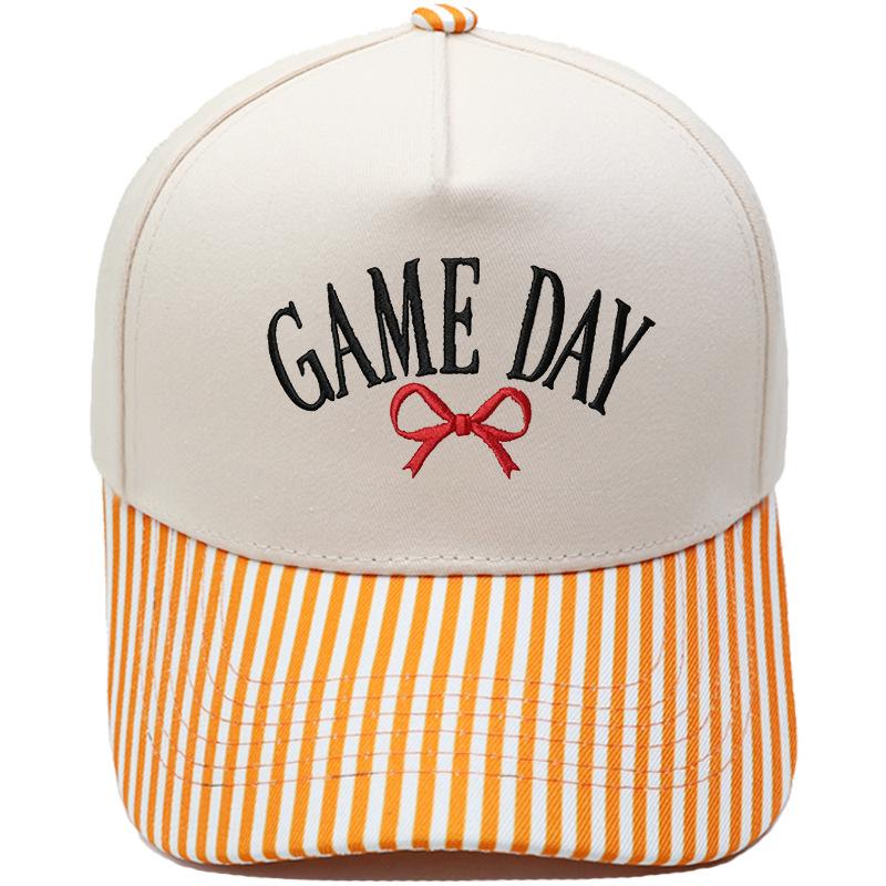GAME DAY Bow Embroidery Color Matching Truck Hat Race Day Ladies Support Shade Dad Hat