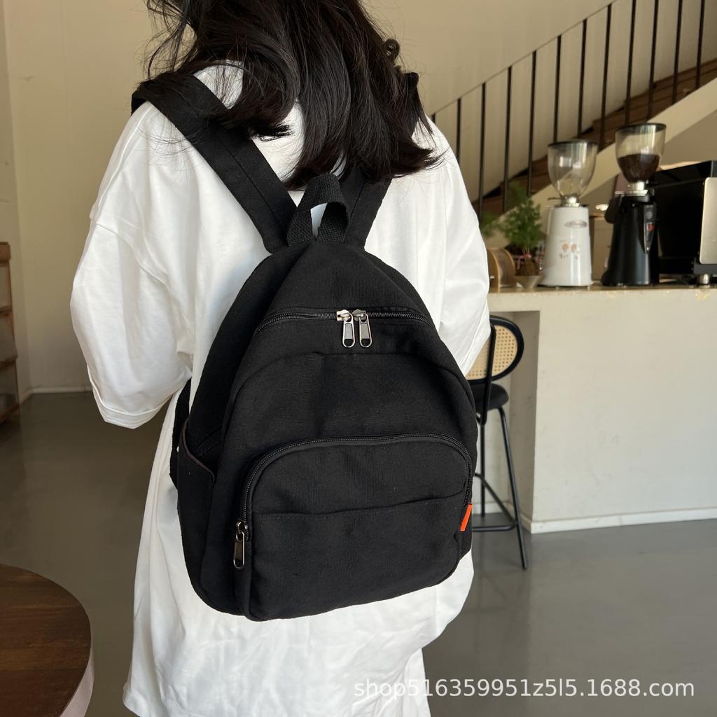 Schoolbag Spot Retro Casual Canvas Small Shoulders Simple Versatile Washed Canvas College Student School Bag Large Capacity Backpack