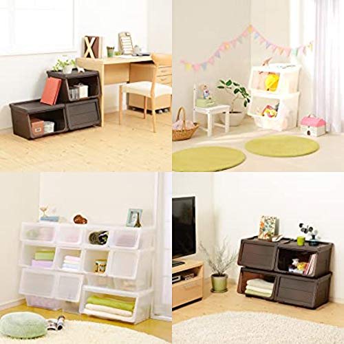 Tenma Kabako Large Flap Storage Box, Easy Access, Assembly Required. This Versatile Storage Case Features a Flap Door and a Translucent Clear Plastic