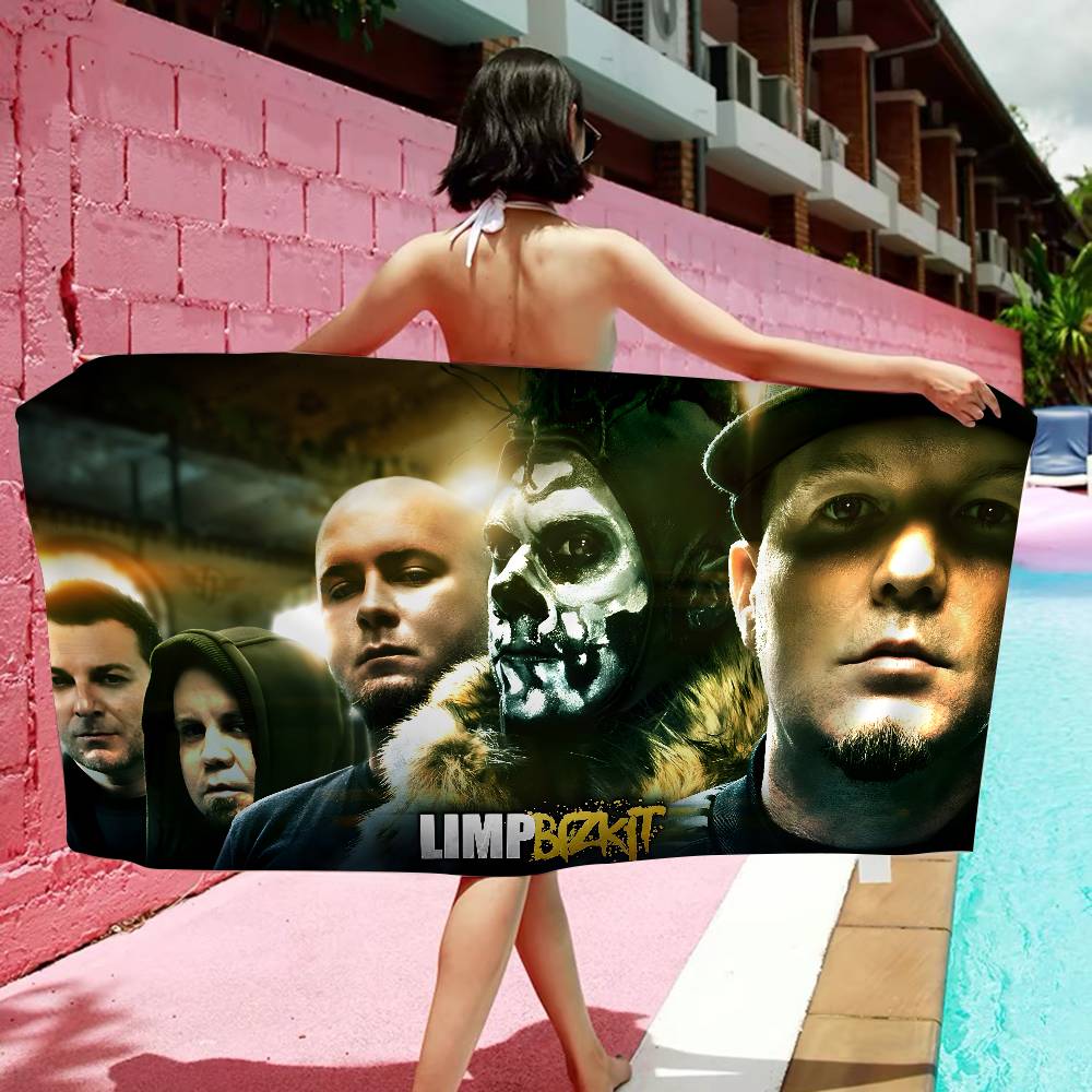 Pop Hot Band L-Limp Bizkit Anime Beach Swimming Towel Soft Absorbent Washcloth Children's Gifts For Kids Travel Camping Gym