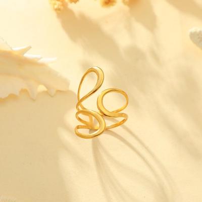 Gold-Plated Geometric Stainless Steel Ring for Women: Non-Fading, Light Luxury, High-End Style