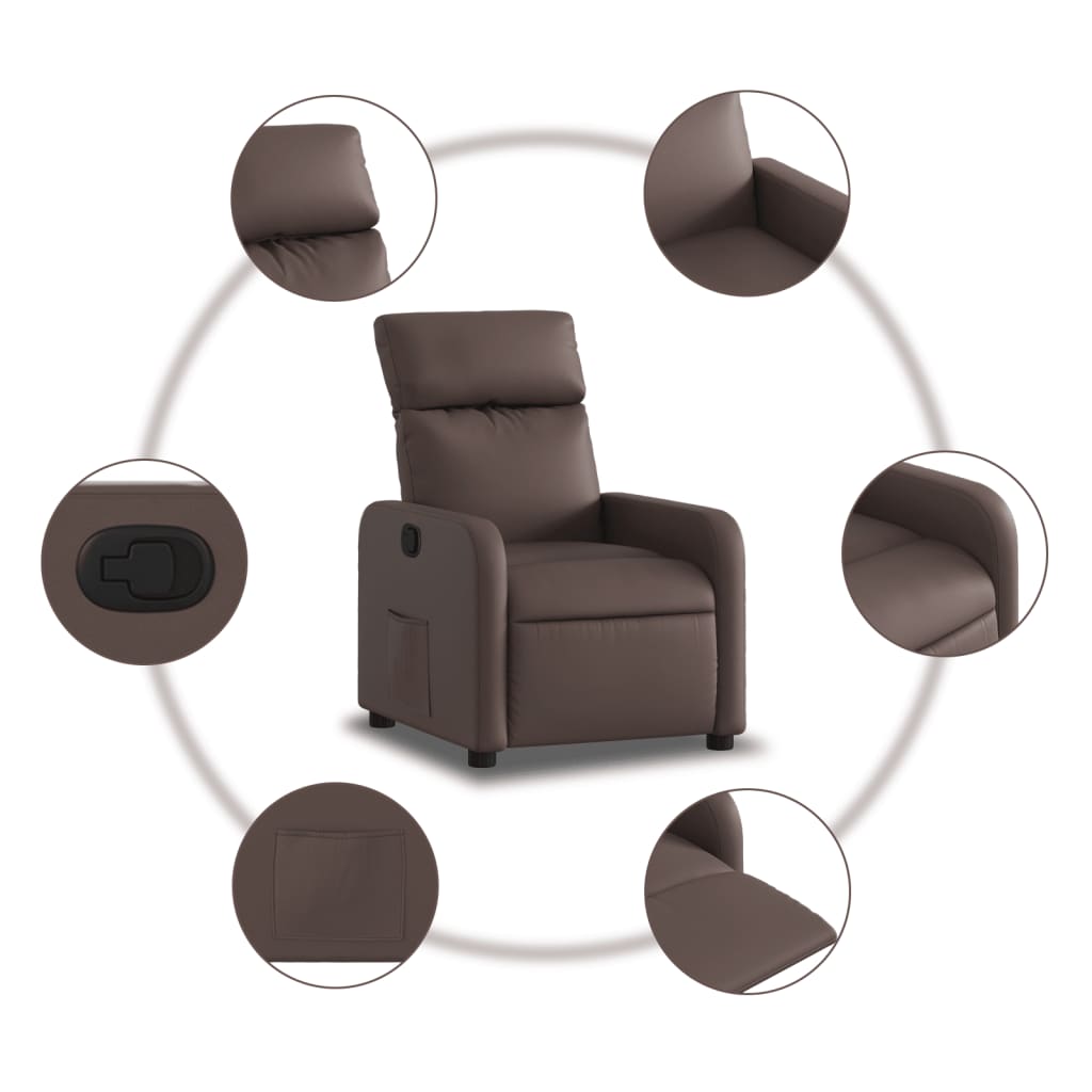 Vidaxl Foldable Armchair, Brown, Faux Leather