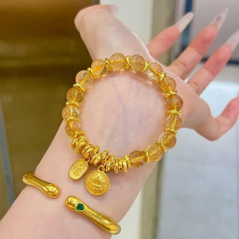 Elegant Yellow Wealth God Bracelet with Tassel - Attracts Wealth & Blessings, Perfect Good Luck Gift for Women