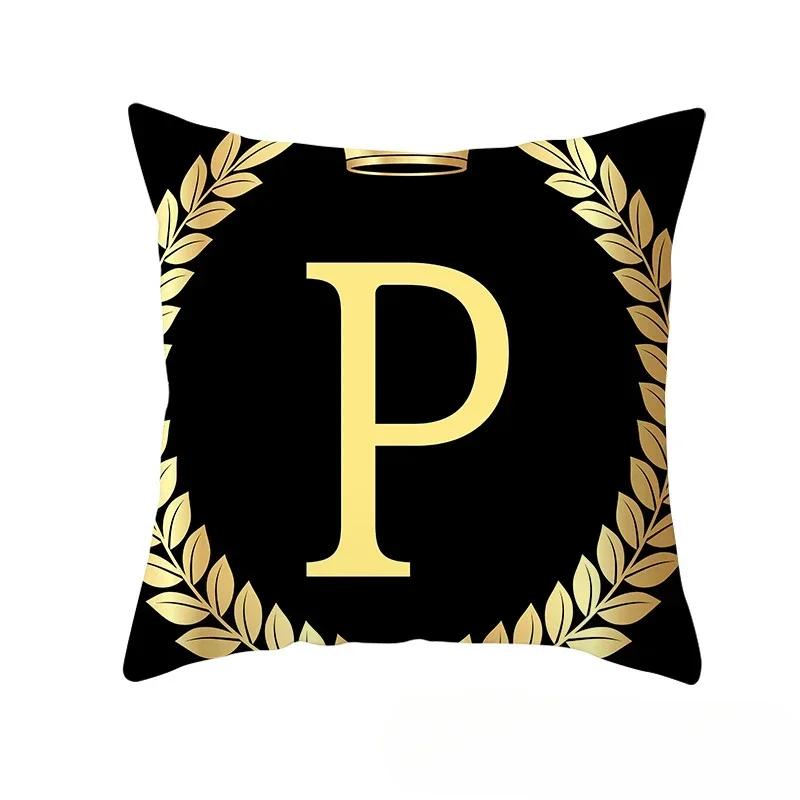 2piece 45x45cm Black Gold Letter Fleece Printed Pillow Cover Crown Sofa Cushion Cover Home Furnishings Pillowcase Without Core