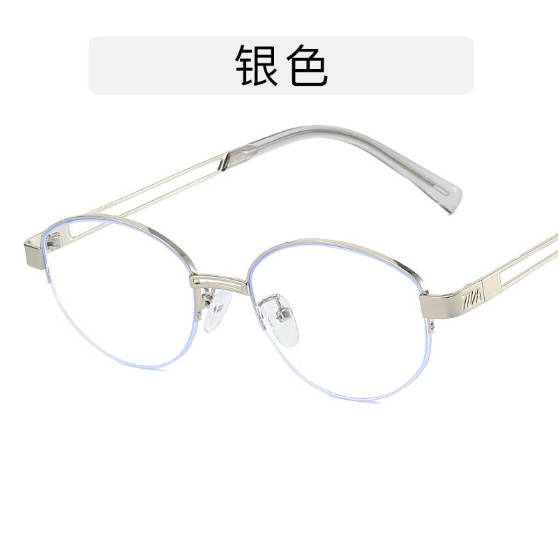 

European American Style Woman Eyeglasses Semi-rimless Anti Blue Light Glasses Frame Oval Shape Men s Glasses серебряный
