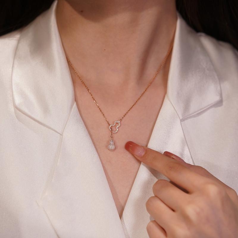 

Ожерелье «Маленькая тыква Шарлотты»: Подвеска Двойной Фу Лу с покрытием из 18-каратного золота, цепочка на ключицу для женщин (2022)