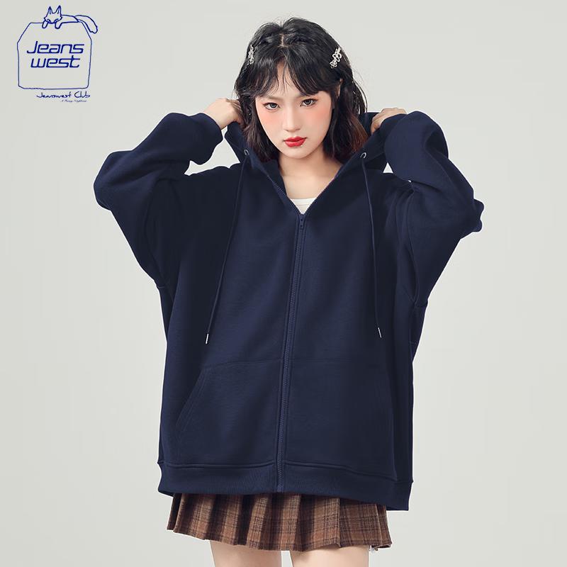 JEANSWEST CLUB Women's Heavyweight Hooded Zipper Cardigan Sweatshirt