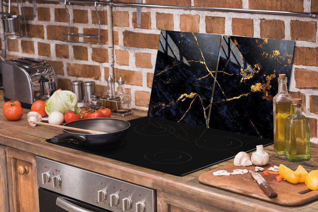 PIANO COTTURA in VETRO e TAGLIERE 100x52 MARMO