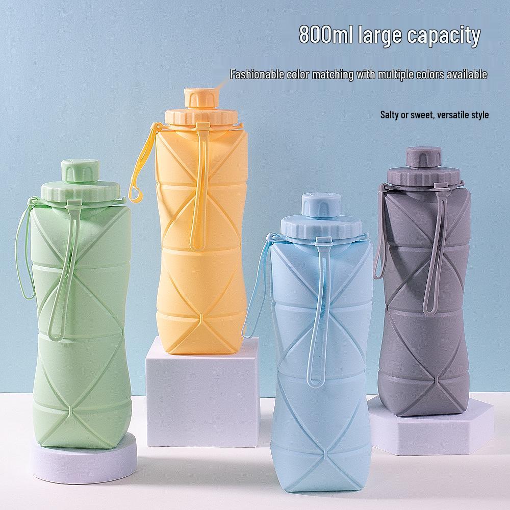 Thickened Silicone Collapsible Water Bottle for Outdoor Sports, Portable, Foldable, and Retractable Design