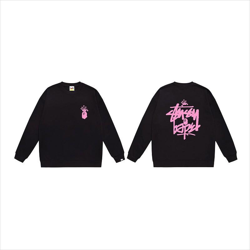 Unisex lässiger übergroßer Rundhals-Pullover mit Schriftzug-Print leichter Baumwoll-Hoodie