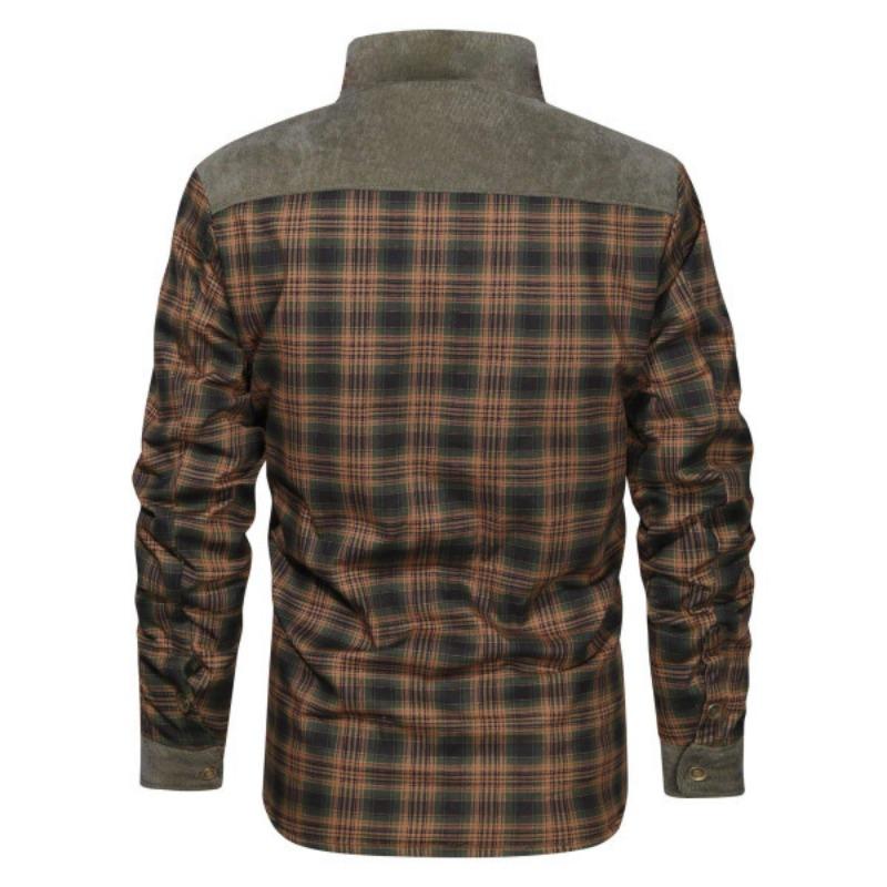 Large Size Autumn and Winter Men's Retro Plaid Splicing Warm Wanderer Jacket Is In Stock