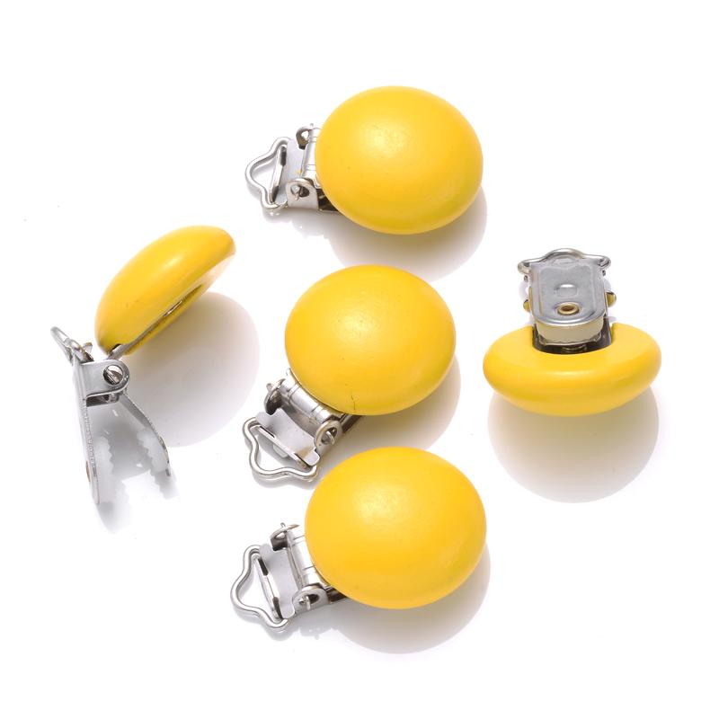 10Pcs Baby Pacifier clips 30mm Round Wooden Dummy Nipple Holder Clip for DIY Nursing Pacifier Chain Teething Toy Accessories