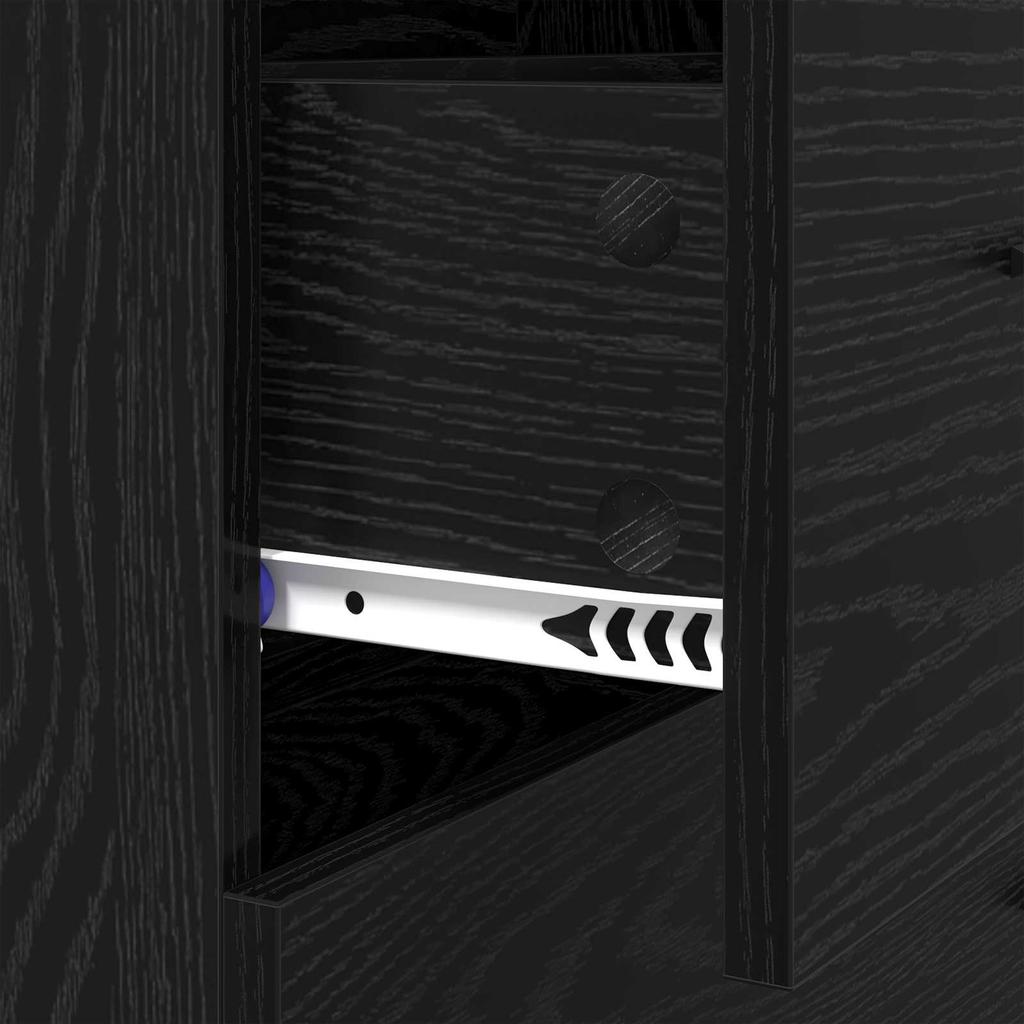 Sideboard with Drawers Black Oak Effect 69.5 x 34 x 90 cm
