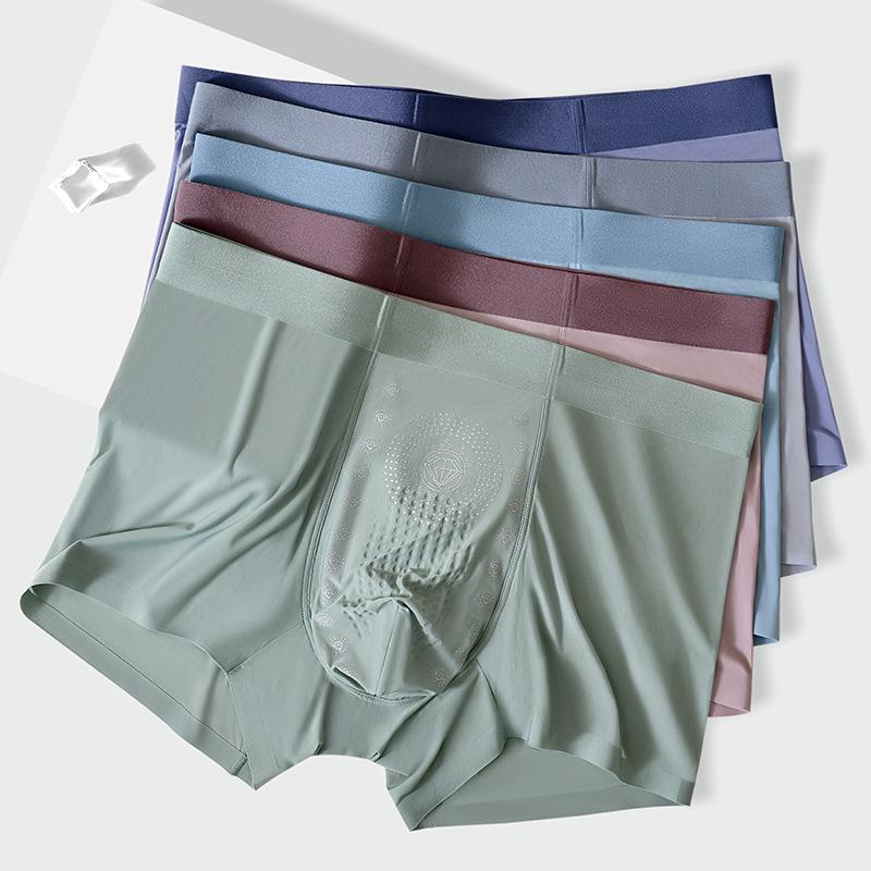 Ice Silk Seamless Antibacterial Men's Boxer Shorts - Comfortable Summer Wear for Boys & Men