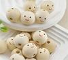CH02 20Pcs Cute Expression Fun DIY Beaded Charm Bracelet Handmade Round Beads Wooden Crafts Jewelry Beads Accessories Material