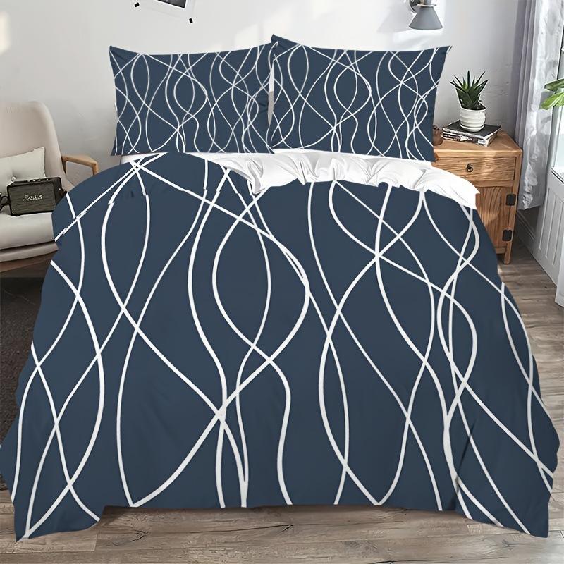 

Современный Минималистичный Трехкомпонентный Постельный Комплект Черно-Белое Линейное Искусство Пододеяльник Наволочка EU single 135*200