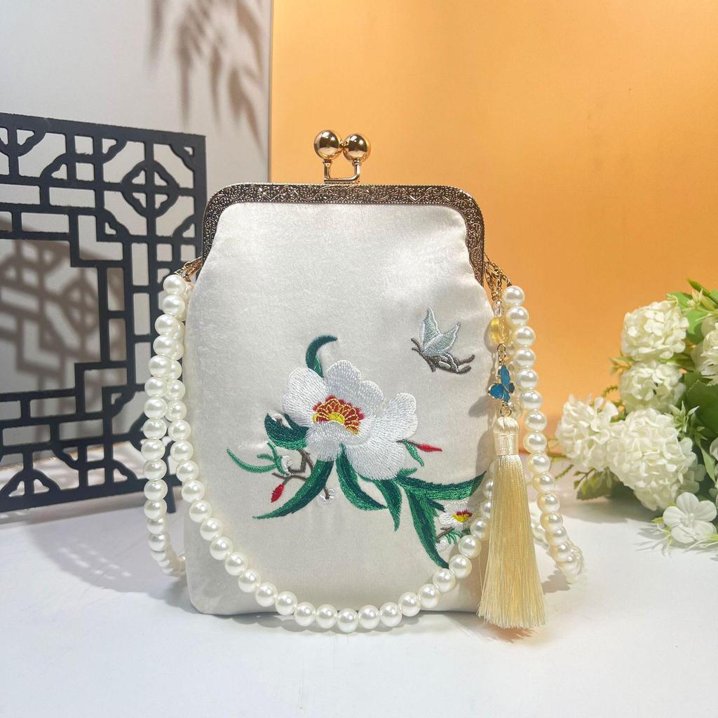 Ancient Style Single Shoulder Crossbody Cheongsam Bag with Embroidery Clasp Handbag