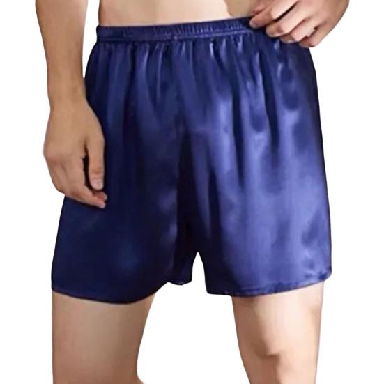 Men Beach Shorts Satin Soft Solid Color Underwear Elastic Waist Sleeping Plus Size Loose Pajamas Bottoms Men Clothes