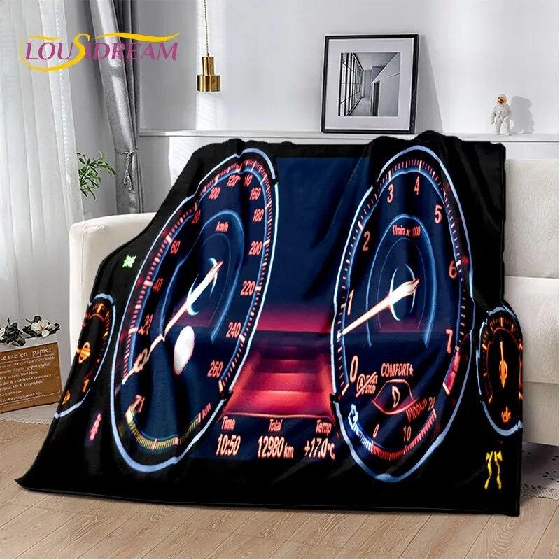 3D-Rennwagen-Armaturenbrett, weiche Plüsch-Steppdecke, Flanelldecke, Überwurfdecke für Wohnzimmer, Schlafzimmer, Bett, Sofa, Picknick-Abdeckung