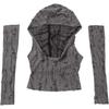 Dune Wasteland Spice Girls Sleeves Hooded T-Shirt Women's Summer New Sexy Belly Navel Chic Ripped Short Top